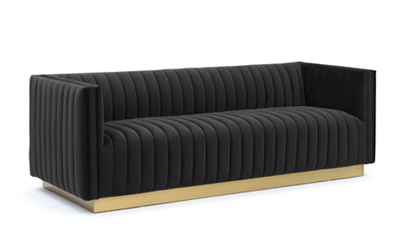 Elba Mid Century Sofa - Velvet Black