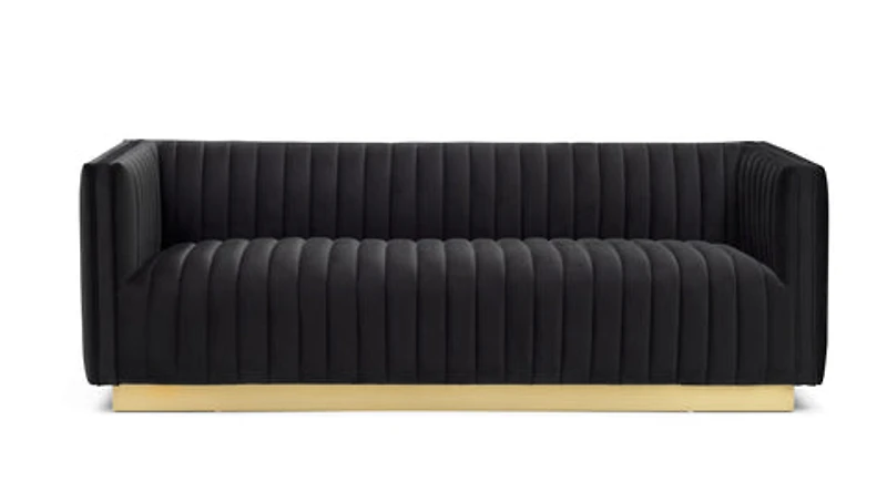 Elba Mid Century Sofa - Velvet Black