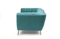 Yaletown Mid Century Tufted Velvet Loveseat - Velvet Teal #19
