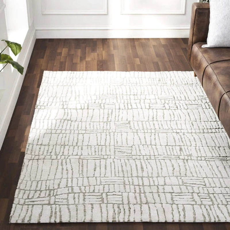 Milton Machine Woven Rug - Ivory/Grey