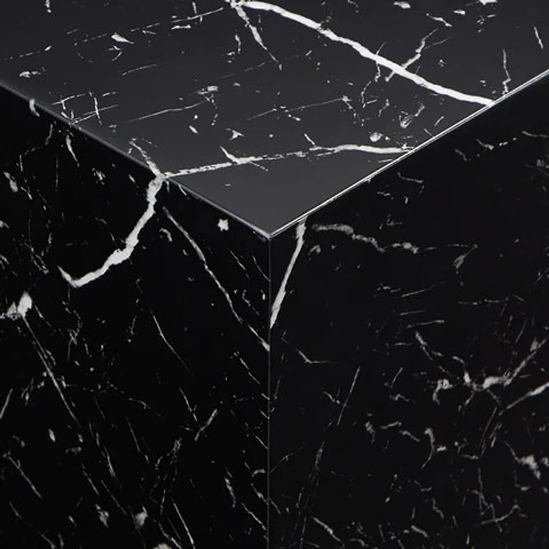 ROMAN FAUX MARBLE END TABLE - BLACK