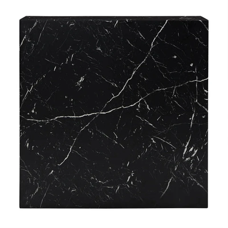 ROMAN FAUX MARBLE END TABLE - BLACK