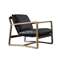 Relax Club Chair - Black Leather with Black PU Frame