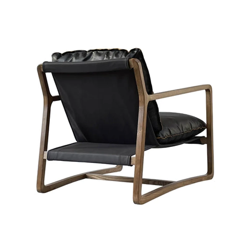 Relax Club Chair - Black Leather with Black PU Frame