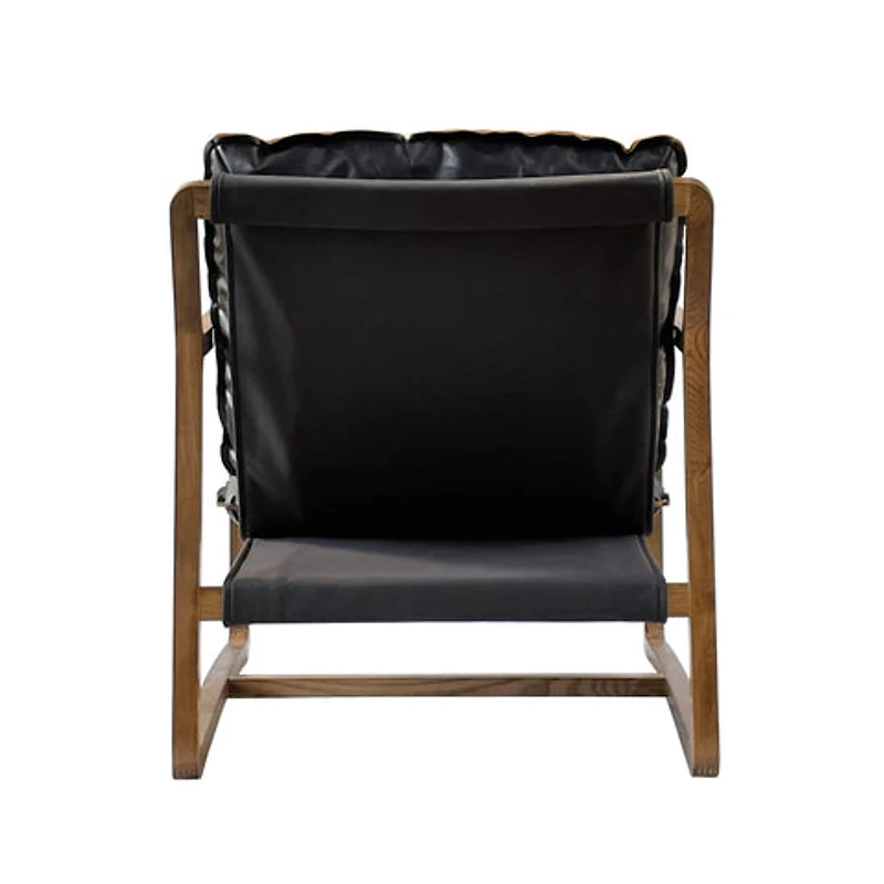 Relax Club Chair - Black Leather with Black PU Frame