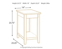 Diamenton Chairside End Table with USB Ports & Outlets