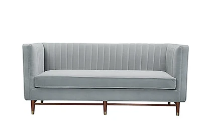 LUIGI Mid Century Velvet Loveseat - Platinum - Greater Vancouver Furniture