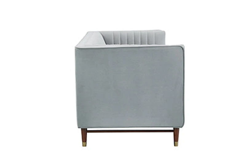 LUIGI Mid Century Velvet Loveseat - Platinum - Greater Vancouver Furniture