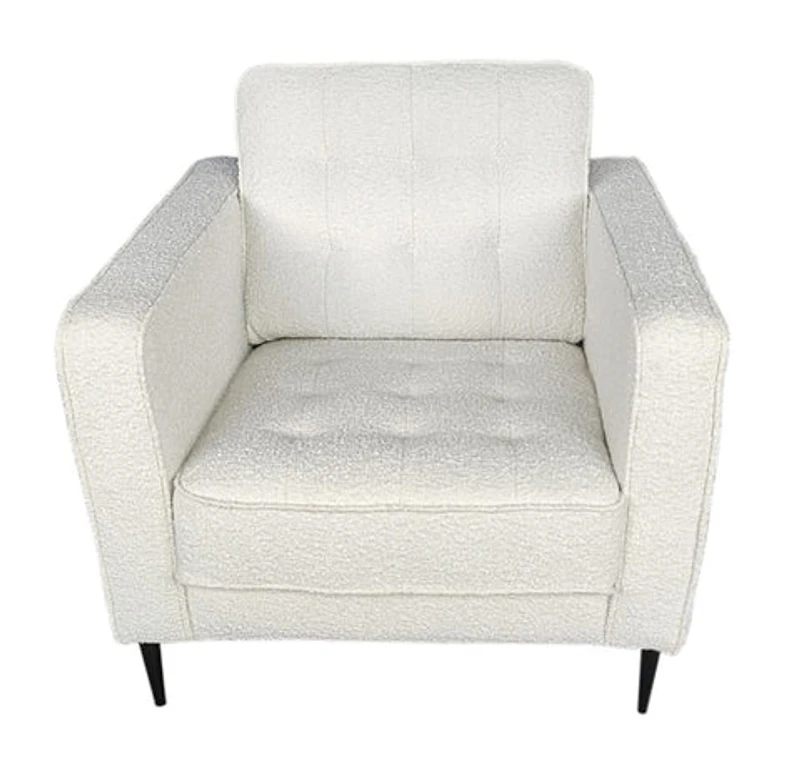 Lucas Mid Century Fabric Chair - Boucle White