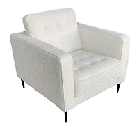Lucas Mid Century Fabric Chair - Boucle White