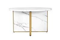 Moreno Faux Marble Round Coffee Table - White