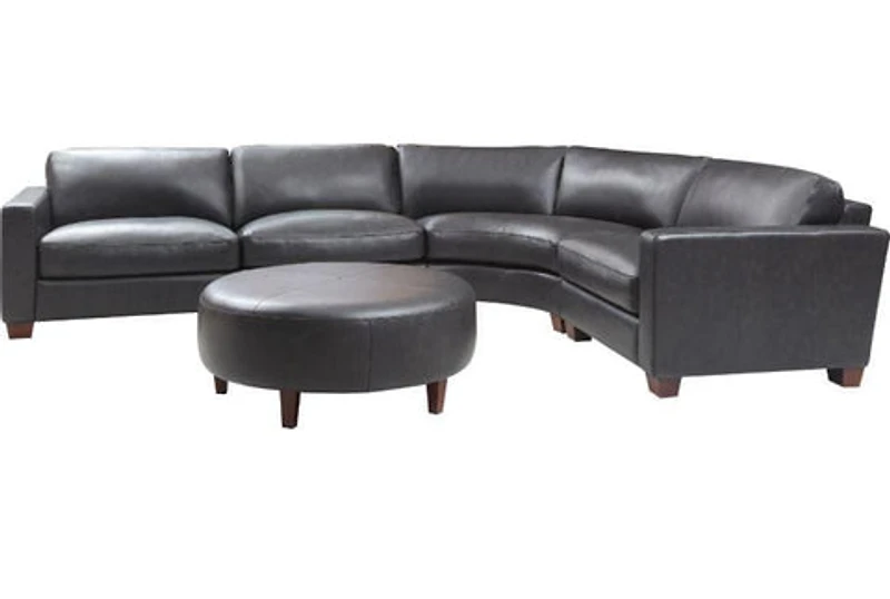 Brent Genuine Leather Sectional - Charcoal