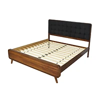 Robyn King Bed With Upholstered Headboard Dark Walnut