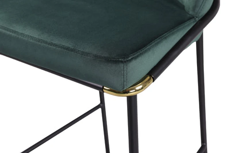 Puno Barstool - Black Metal Legs & Green Velvet Cushion