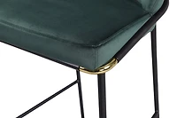Puno Barstool - Black Metal Legs & Green Velvet Cushion