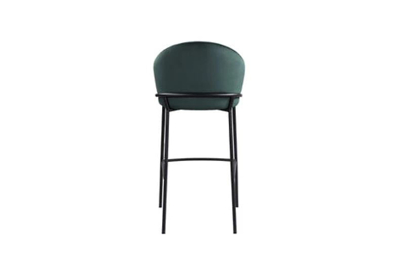 Puno Barstool - Black Metal Legs & Green Velvet Cushion
