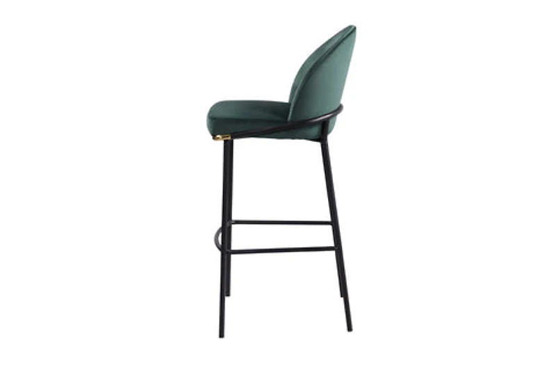Puno Barstool - Black Metal Legs & Green Velvet Cushion