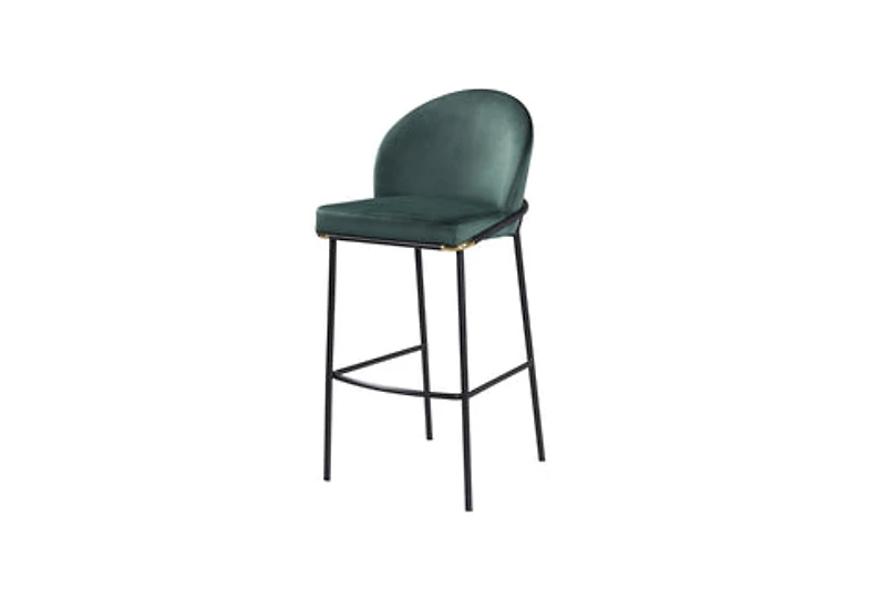 Puno Barstool - Black Metal Legs & Green Velvet Cushion