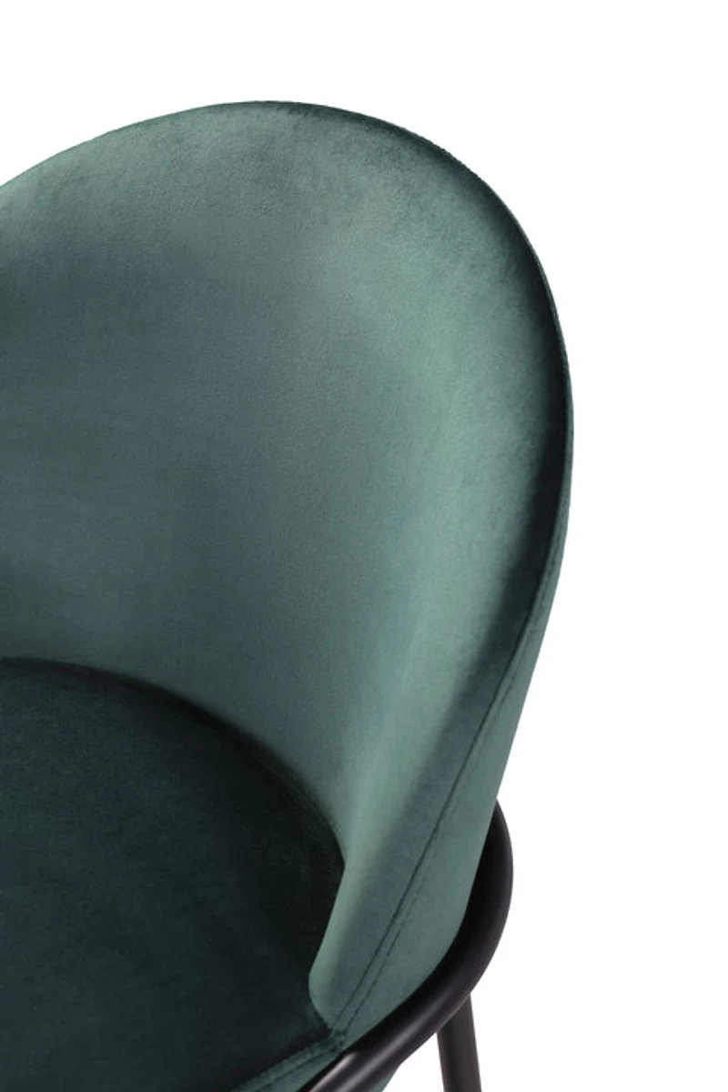 Puno Barstool - Black Metal Legs & Green Velvet Cushion
