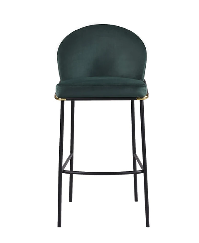 Puno Barstool - Black Metal Legs & Green Velvet Cushion