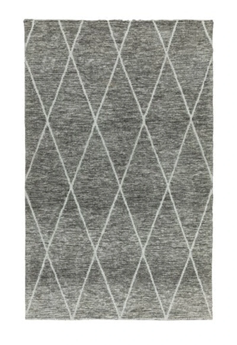 MILTON MACHINE WOVEN RUG Grey. Silver