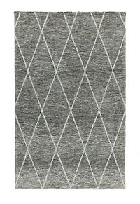 MILTON MACHINE WOVEN RUG Grey. Silver