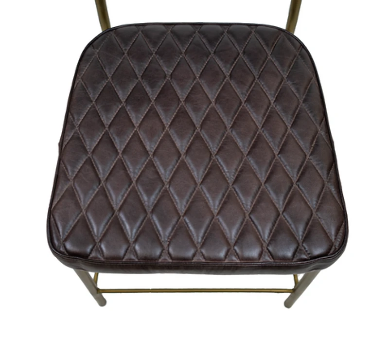 Vega Dining Chair Genuine Leather Seating - Tan