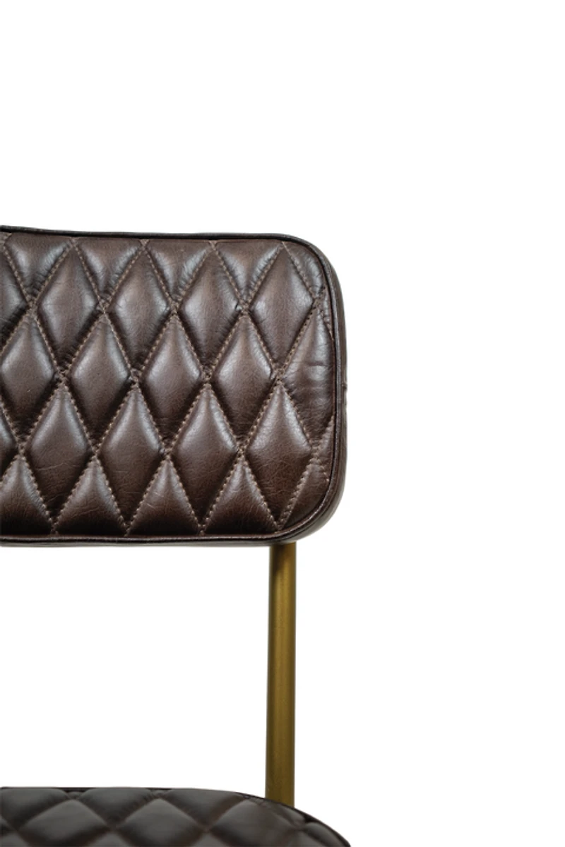 Vega Dining Chair Genuine Leather Seating - Tan