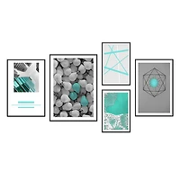 Tofino Set of 5 Alloy Matt - Black Frame Wall Art