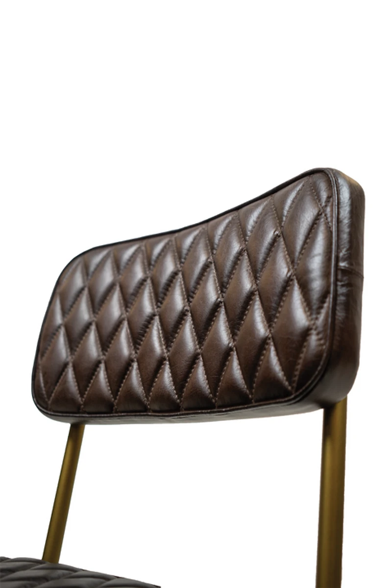 Vega Dining Chair Genuine Leather Seating - Tan