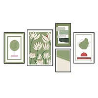 Bellisa Set of 5 Alloy Matt - Black Frame Wall Art
