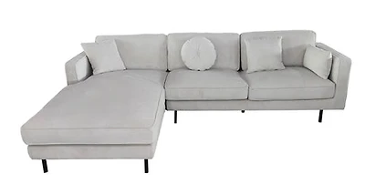 Beaumont Mid Century Reversible Sectional - Ivory Corduroy Striped Sof