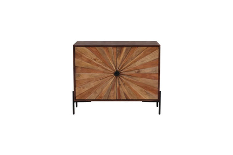 FITNIA SOLID WOOD WITH SUNBURST PATTERN 2 DOOR SIDEBOARD