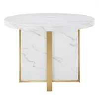 MORENO 43" WIDE FAUX MARBLE ROUND DINING TABLE - WHITE