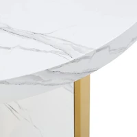 MORENO 43" WIDE FAUX MARBLE ROUND DINING TABLE - WHITE