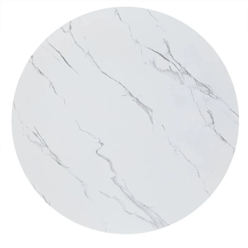 MORENO 43" WIDE FAUX MARBLE ROUND DINING TABLE - WHITE