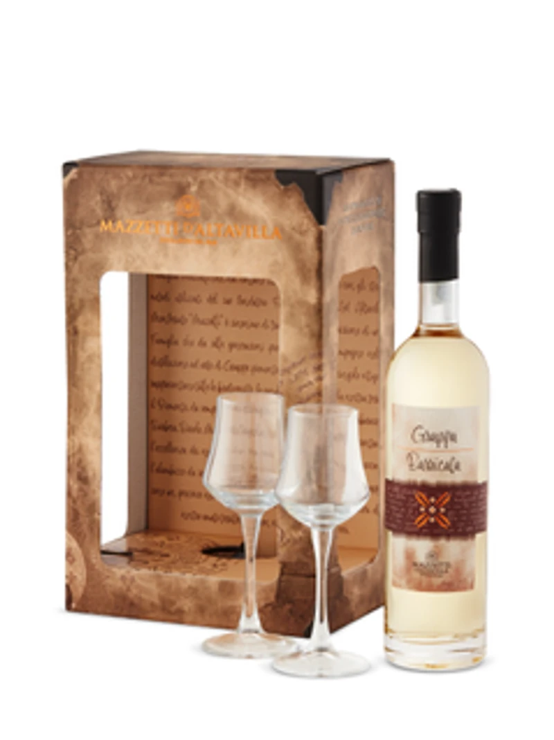 Mazzetti Grappa Barricata Gift Set with 2 Glasses