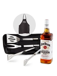 Jim Beam White Label Bourbon + FREE barbecue apron & tool set