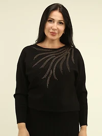 Rhinestone Embellished Dolman Sweater