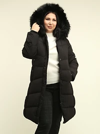 Faux Fur Detachable Hooded Coat