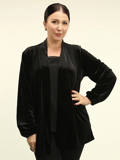Velvet Open-Front Cardigan