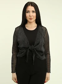 Lurex Sheer Tie Front Bolero