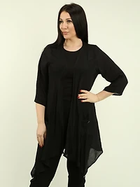 Asymmetric Hem Cardigan With Pockets