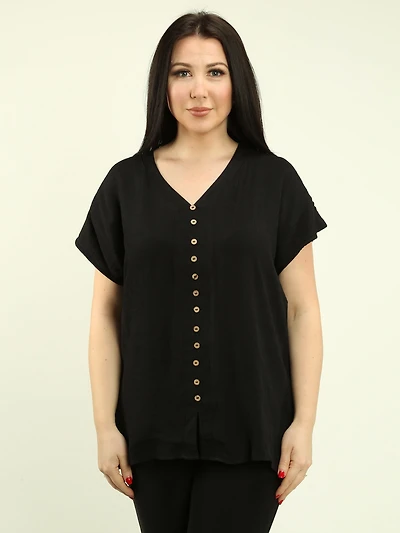 V-neck Drop Shoulder Blouse