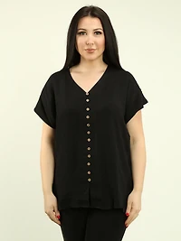 V-neck Drop Shoulder Blouse