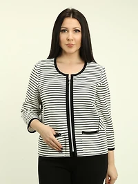 Stripe Pattern Zip Cardigan