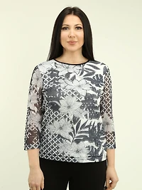 Floral Mesh Rhinestone Top