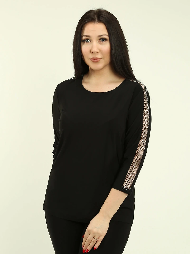 Rhinestone Cutout Sleeves Top