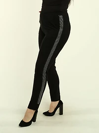 Rhinestone-Embellished Pull-On Pants