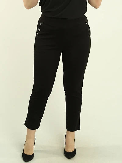 Grommet Detail Straight-Leg Pants